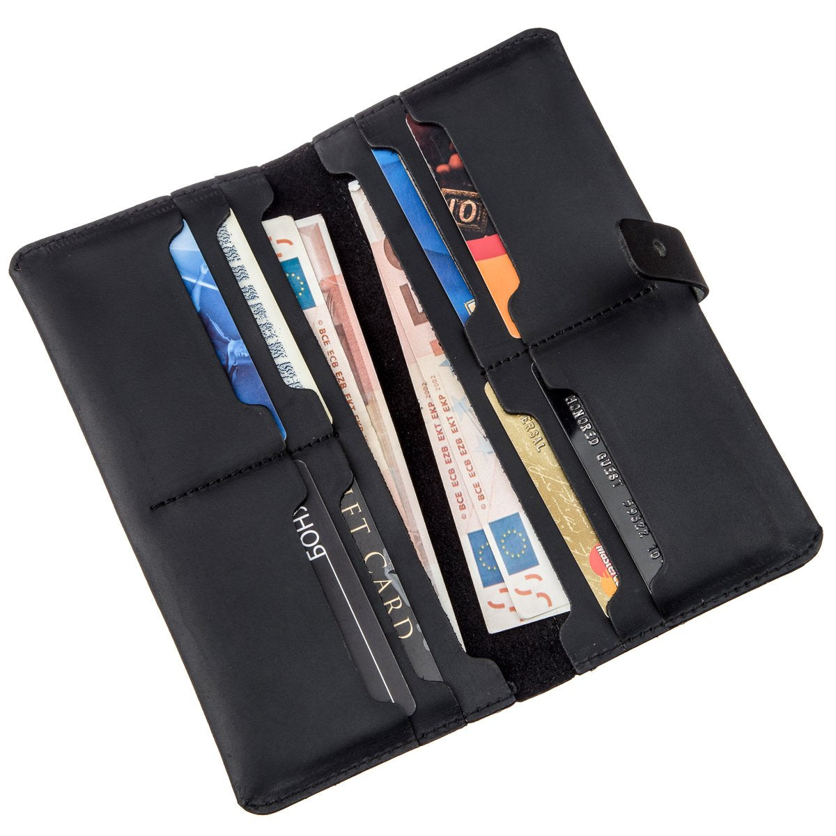 Men's Wallet SHVIGEL 16209 Vintage Black Leather, Natural Leather Material, Ukraine