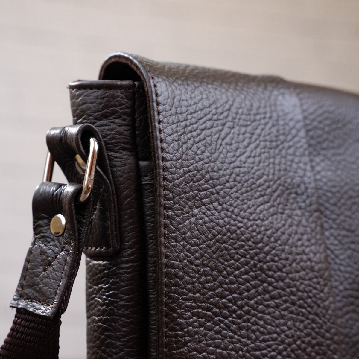 Leather Bag SHVIGEL 00977 Brown - Premium Natural Leather, Made in Ukraine