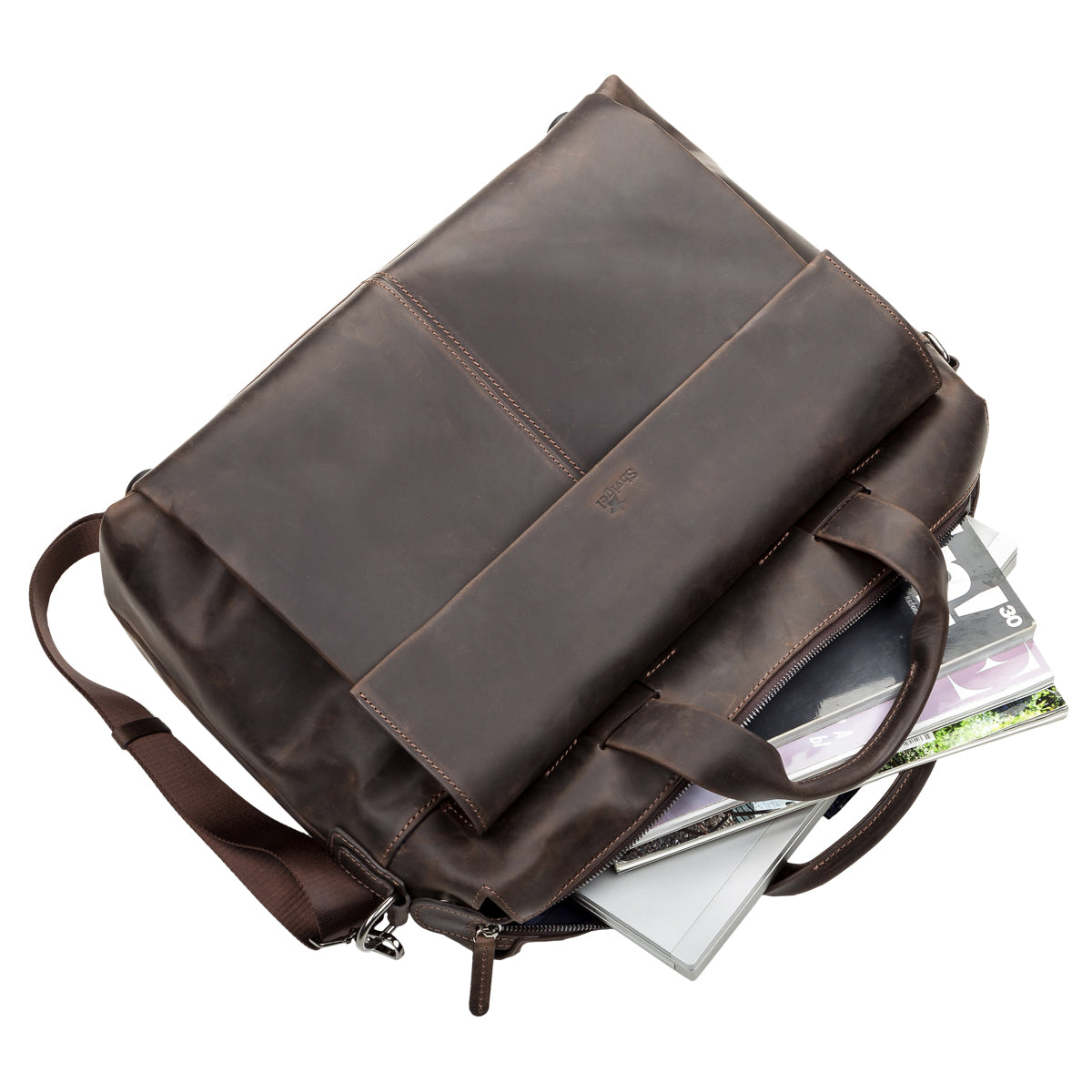 Large Men's Leather Bag SHVIGEL 11119 Brown Stylish Natural Leather Design