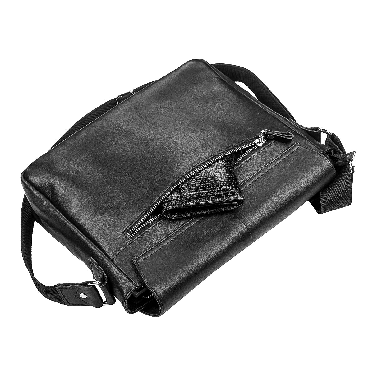 Leather Bag SHVIGEL 11130 Black Genuine Leather Craftsmanship Ukraine