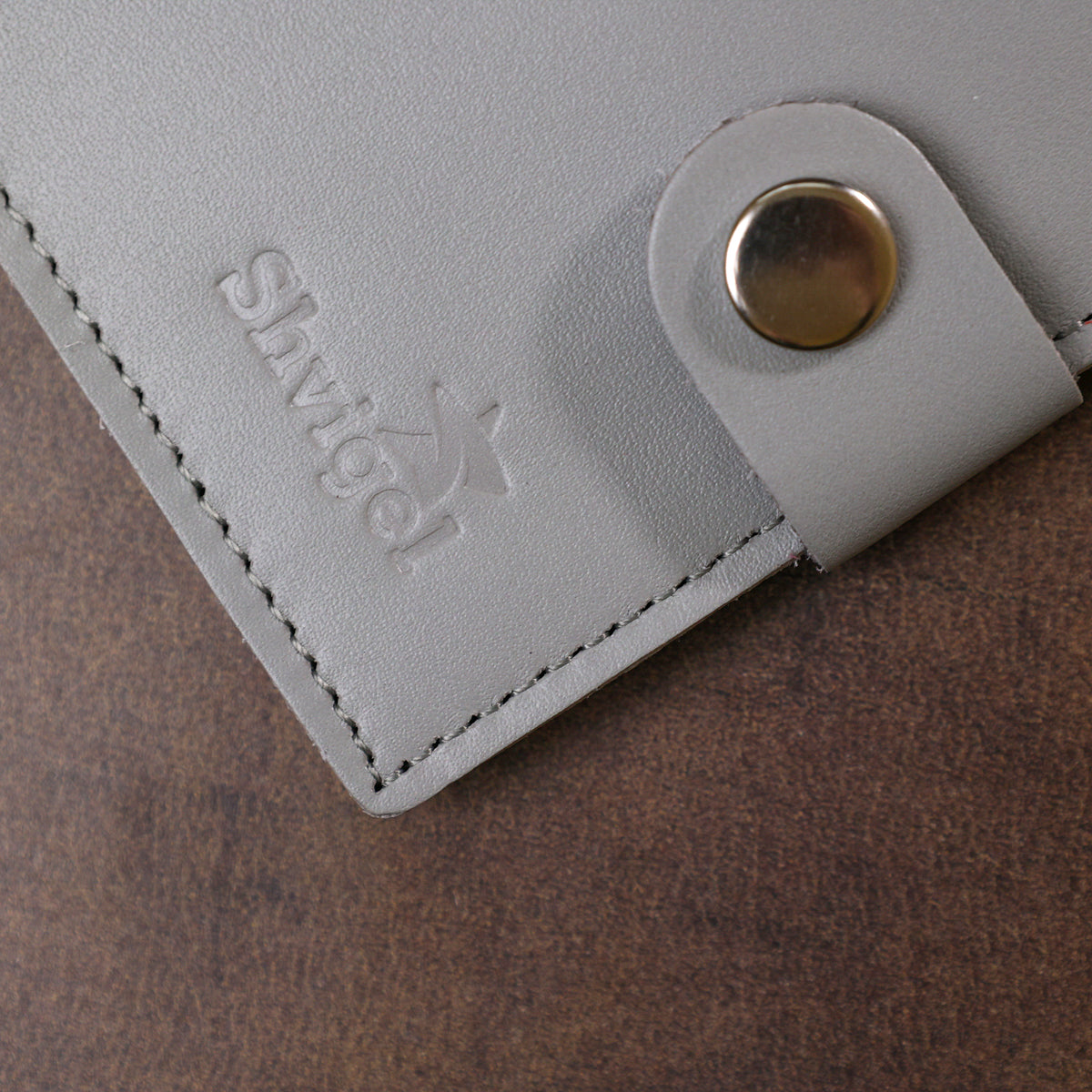 Practical SHVIGEL Leather Wallet 16514 Grey Handmade from Natural Leather