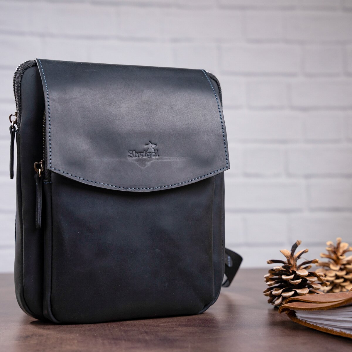 Men's Leather Bag SHVIGEL 11092 Black Genuine Leather from Ukraine, Stylish and Durable