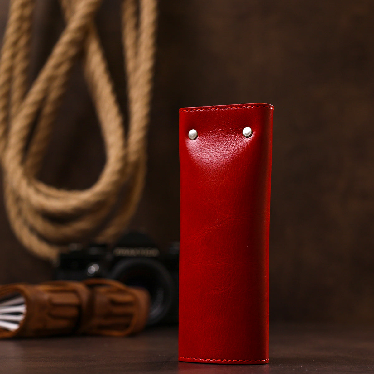 Stylish Women's Leather Key Holder SHVIGEL 16530 Red Genuine Leather for Keys