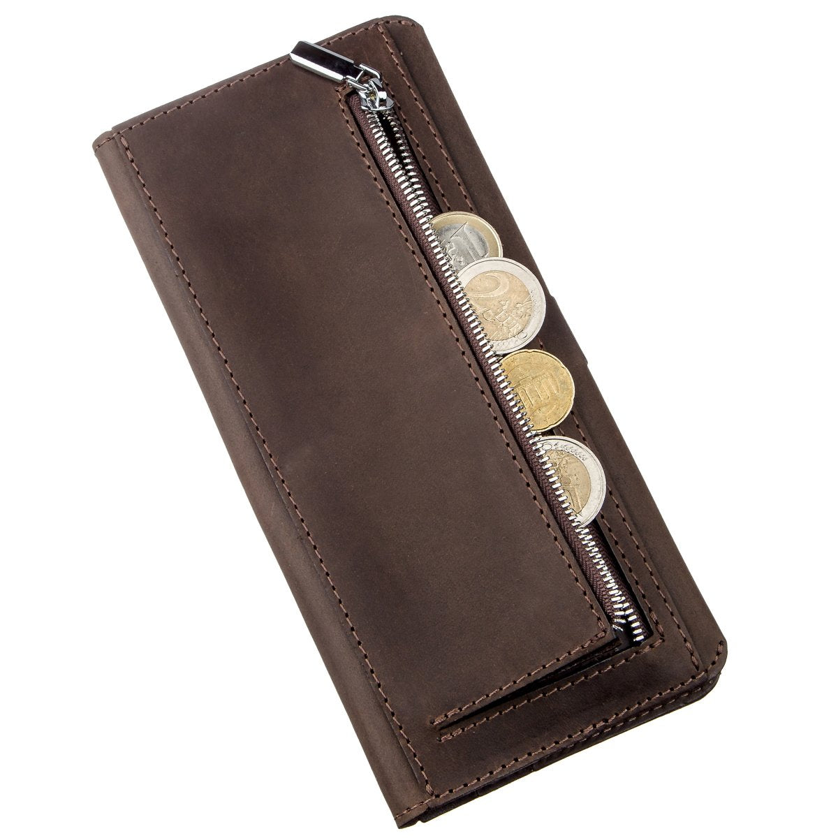 Men's Vintage Leather Wallet SHVIGEL 16207 Dark Brown Made in Ukraine Natural Leather