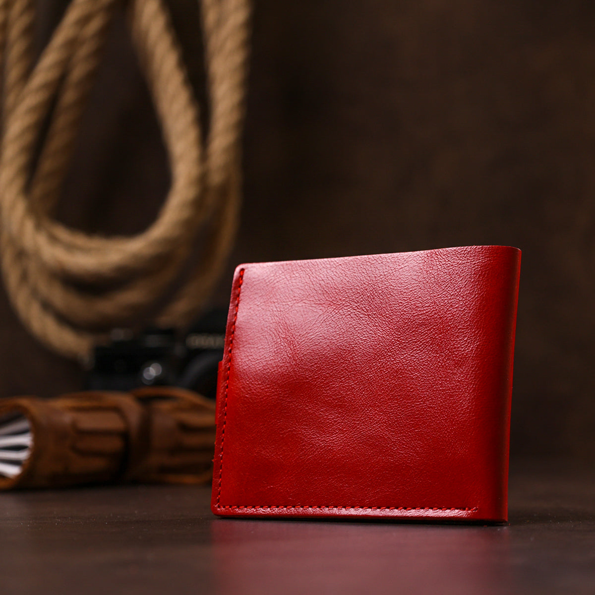Small Leather Wallet for Women by SHVIGEL 16461 Red, Made from Natural Leather, Ukraine