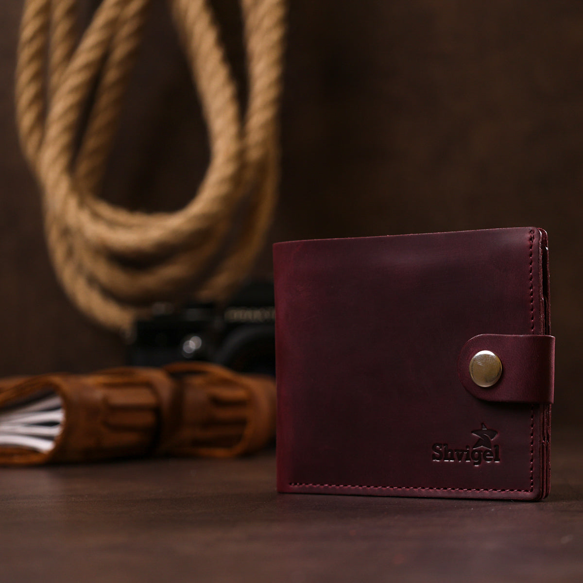 Vintage Women's Wallet SHVIGEL 16457 Burgundy Natural Leather Made in Ukraine