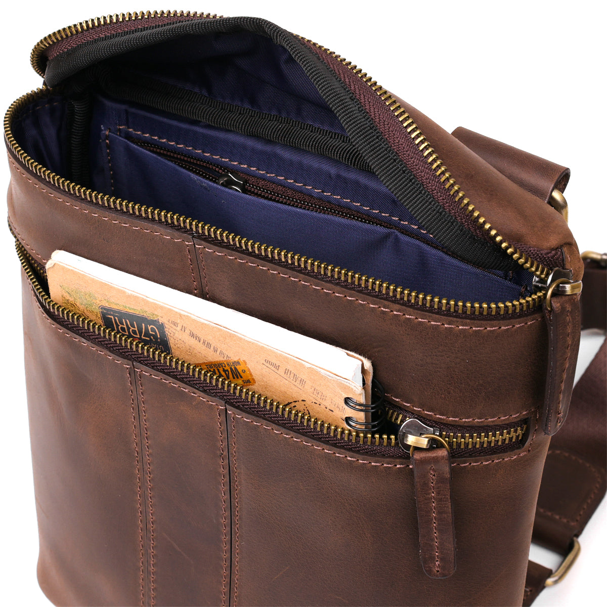 Men's Leather Bag SHVIGEL 11103 Brown Genuine Leather Made in Ukraine