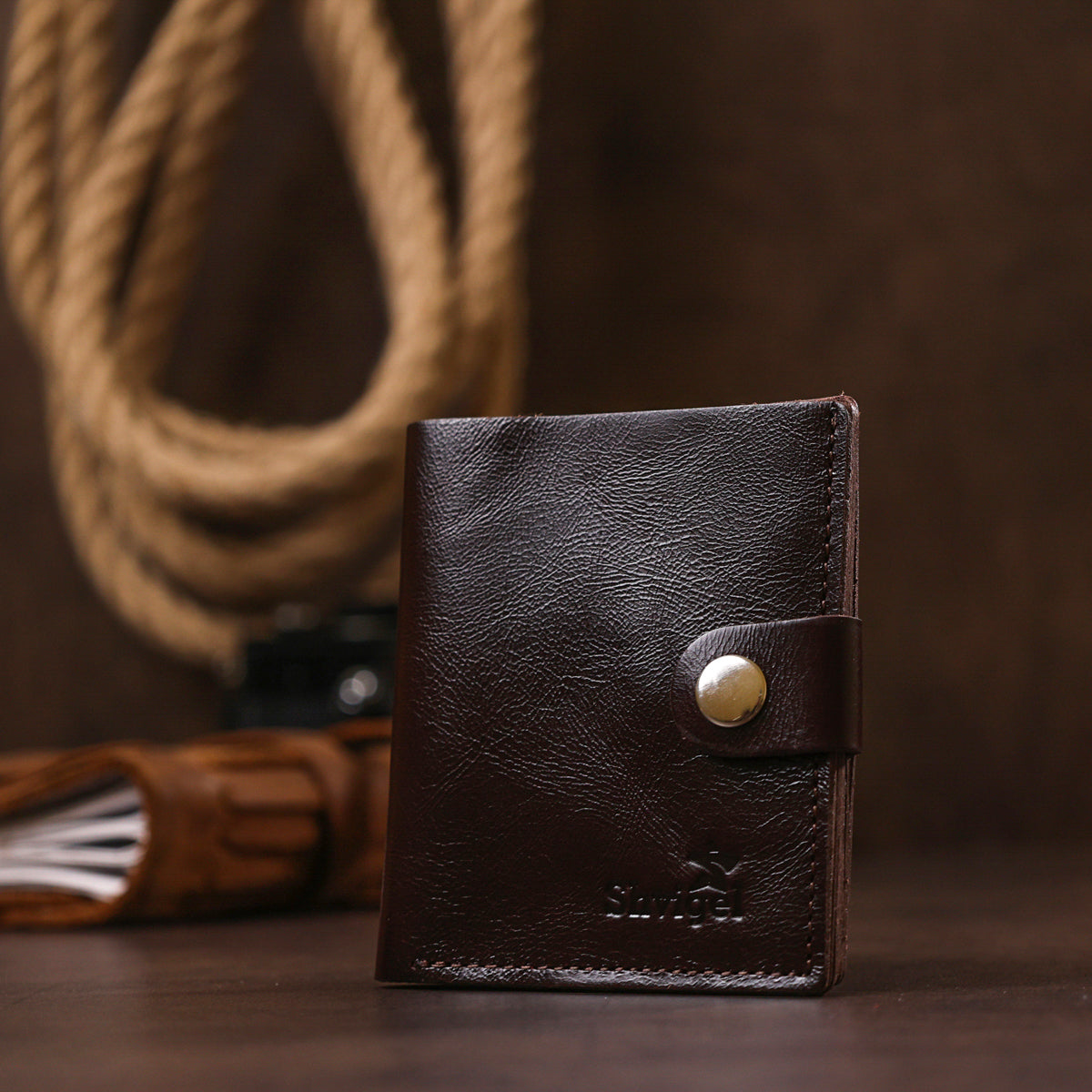 Classic Men's Wallet SHVIGEL 16506 Brown Genuine Leather from Ukraine