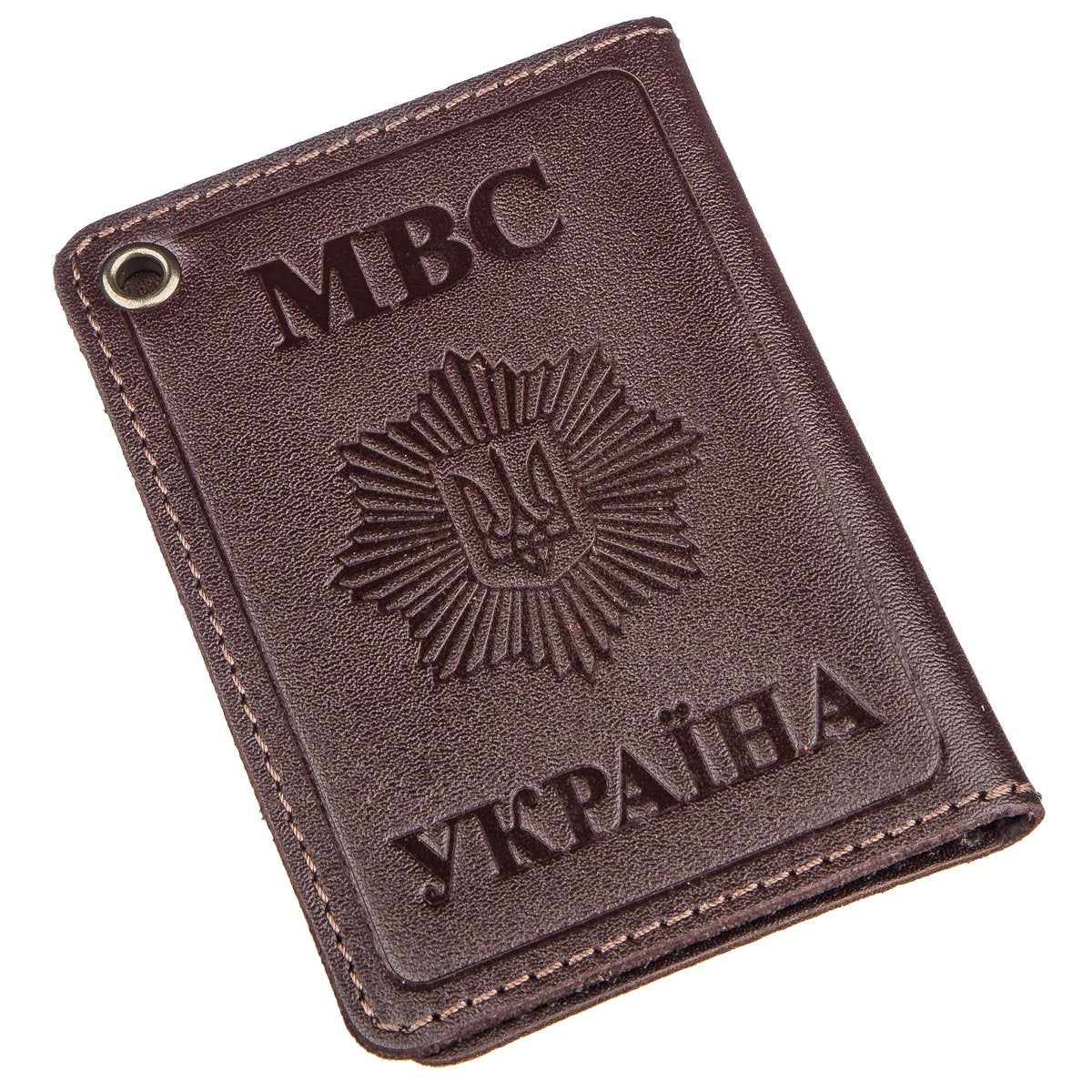 Compact Document Cover SHVIGEL 13979 Brown Genuine Leather, Made in Ukraine
