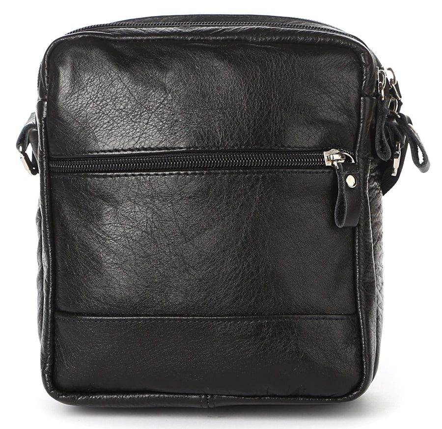Men's Leather Bag SHVIGEL 00926 Black Handmade in Ukraine, Durable Natural Leather