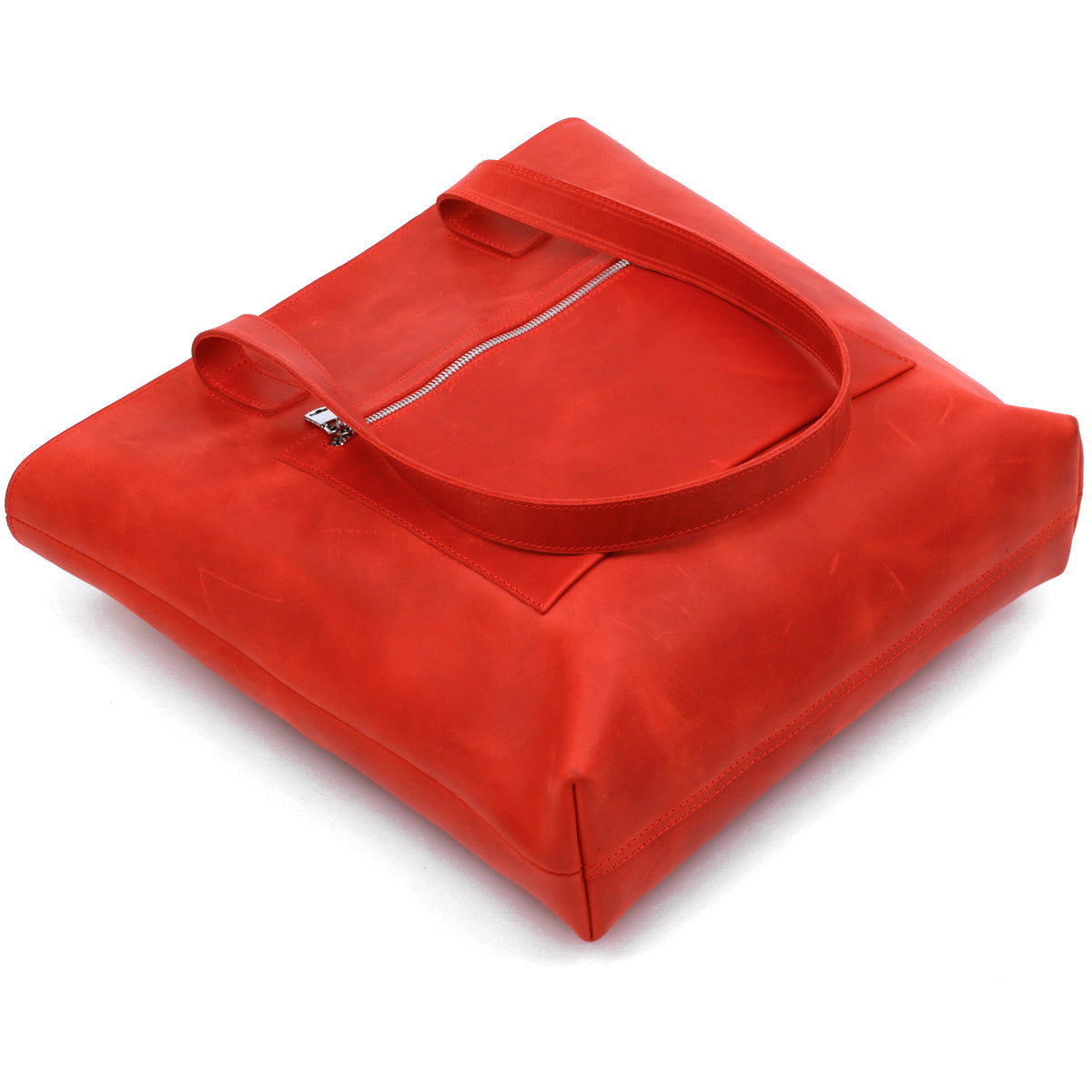 Vintage Bright Red Leather Bag by SHVIGEL 16348 – Made in Ukraine, Genuine Leather