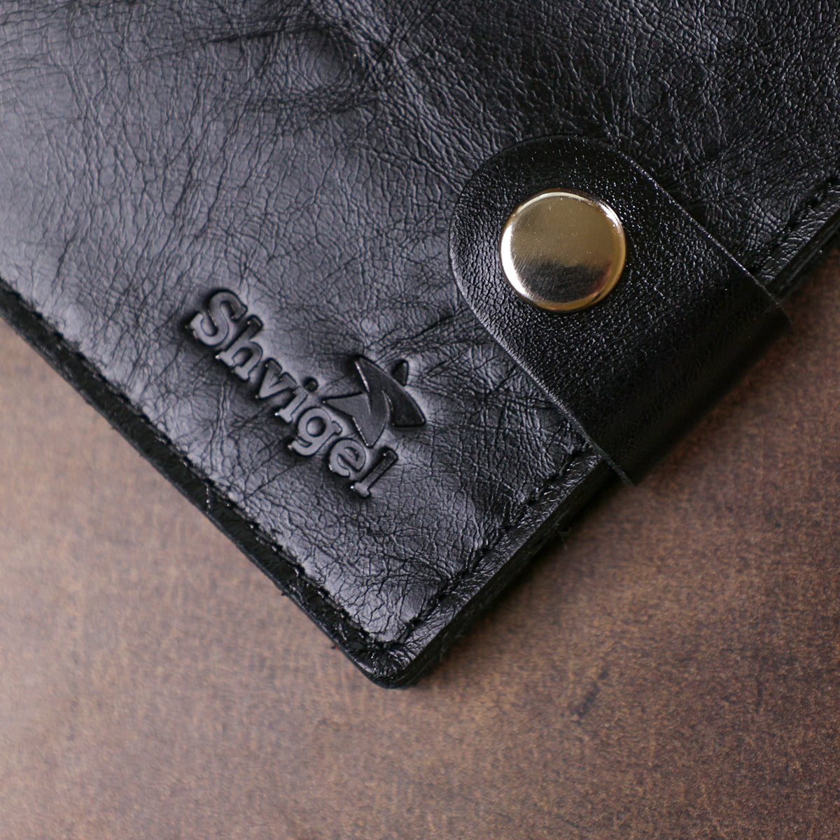 Men's Slim Leather Wallet SHVIGEL 16460 Black Genuine Leather, Ukraine Made