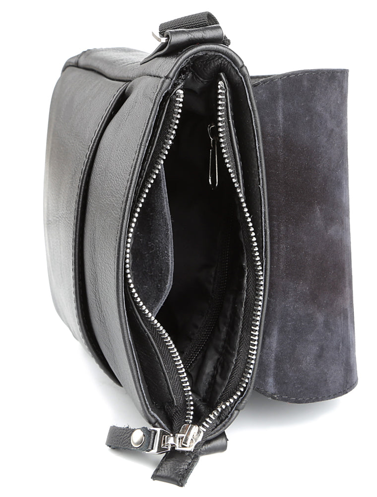 Black Messenger Bag SHVIGEL 00964 | Genuine Leather | Made in Ukraine