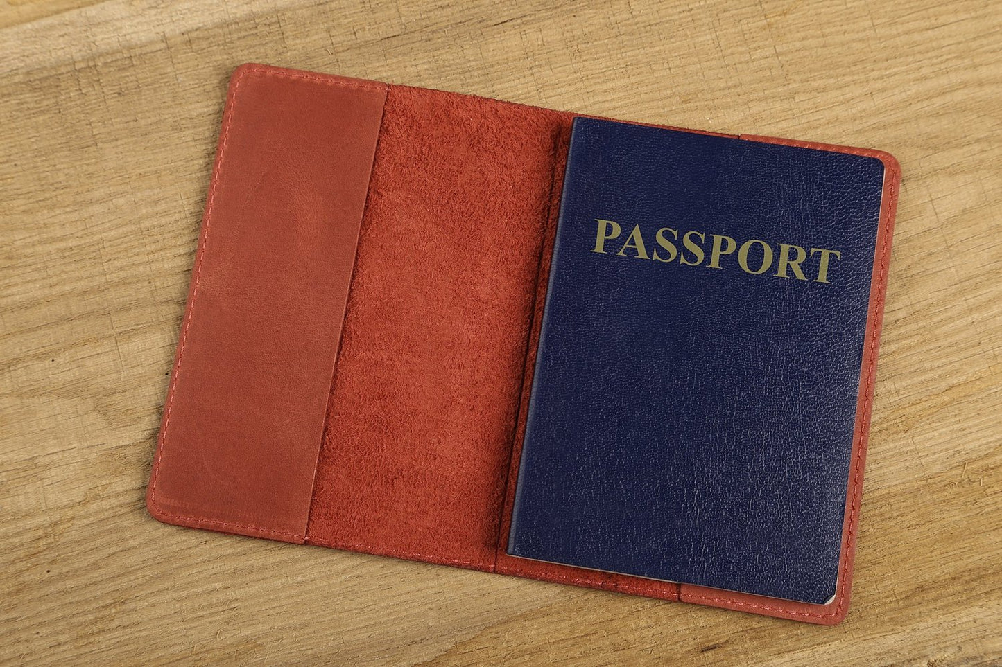 Exclusive Vintage Leather Passport Cover by SHVIGEL 13792 in Red - Crafted from Natural Leather, Made in Ukraine