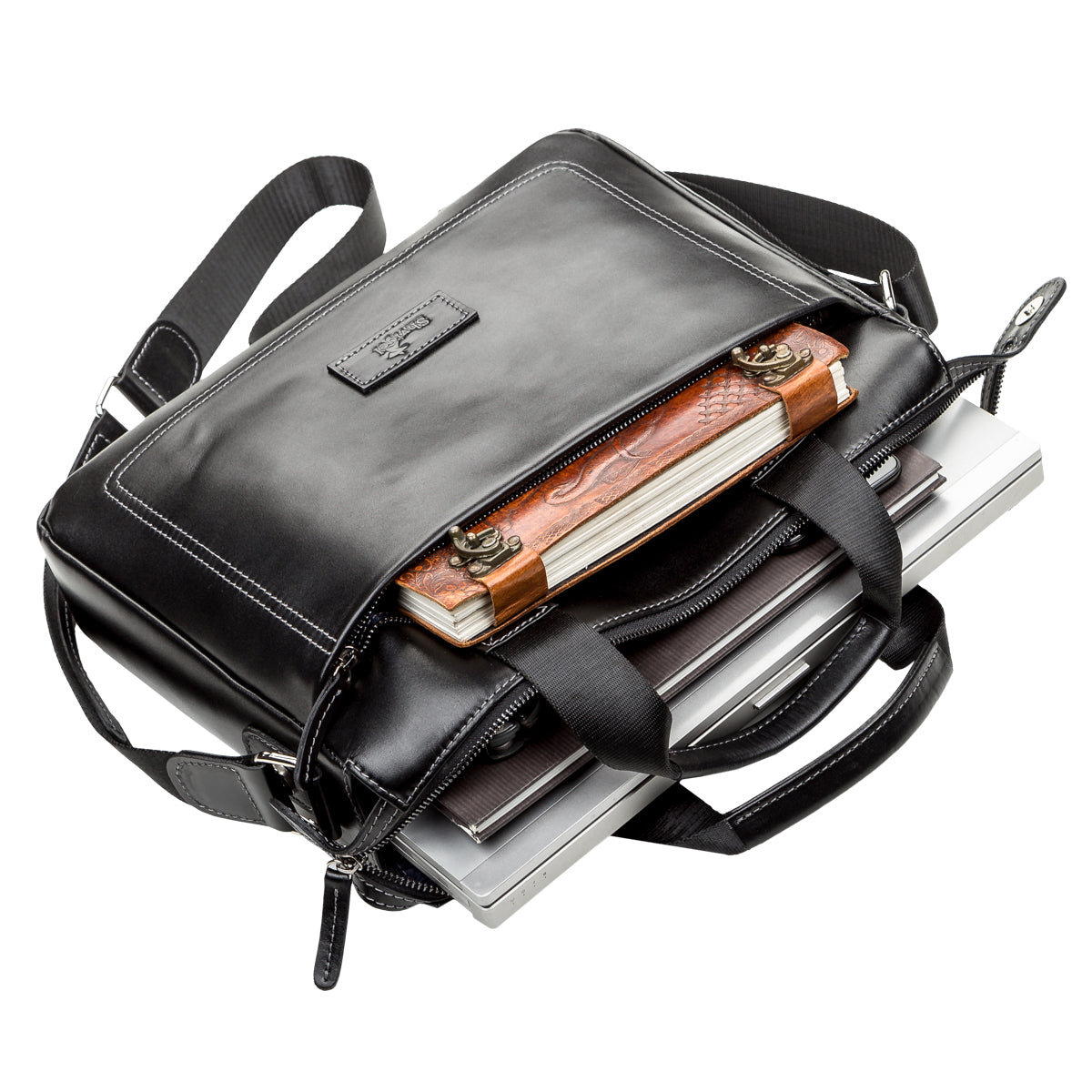 Men's Leather Bag SHVIGEL 11107 Black, Made in Ukraine, Natural Leather Material