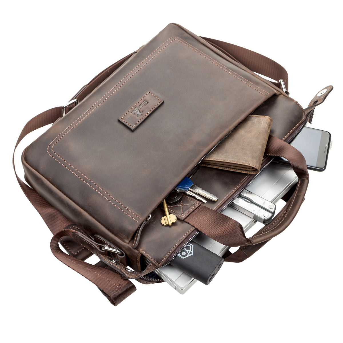 Men's Leather Bag SHVIGEL 11108 Brown Genuine Leather Stylish Design Ukraine