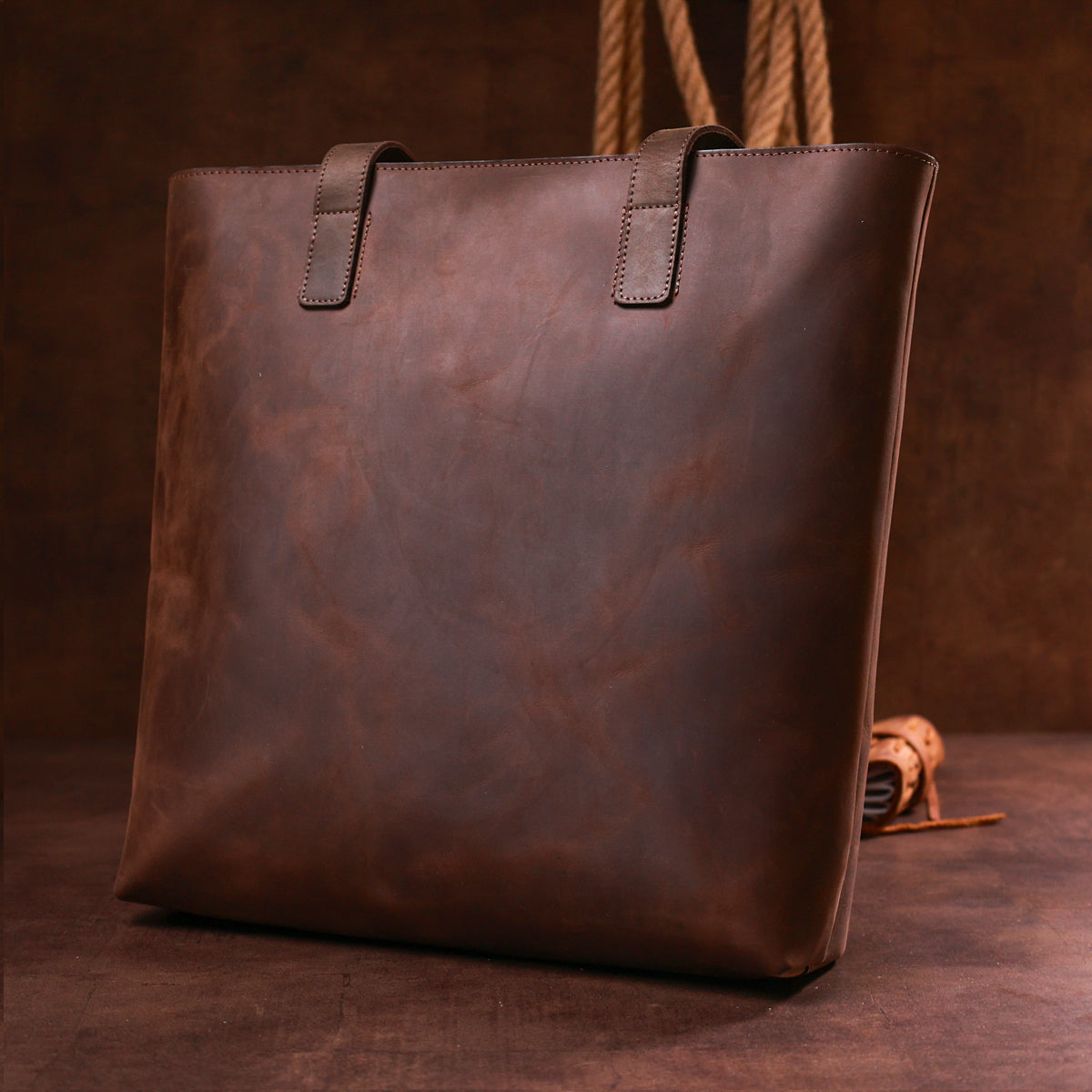Vintage Women's Leather Shopper Bag SHVIGEL 16349 Brown Natural Leather
