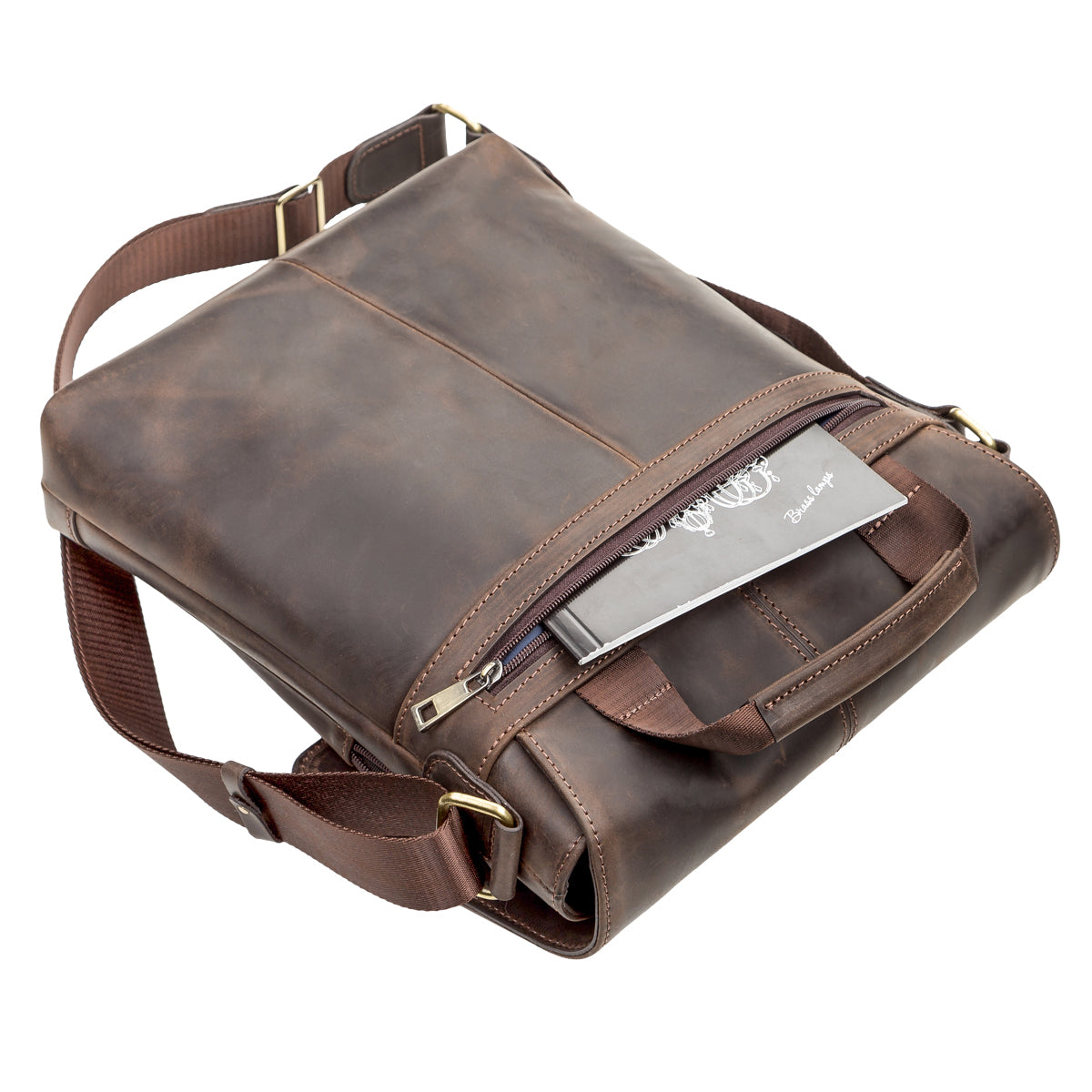Men's Leather Bag SHVIGEL 11113 Brown Genuine Leather Handmade in Ukraine