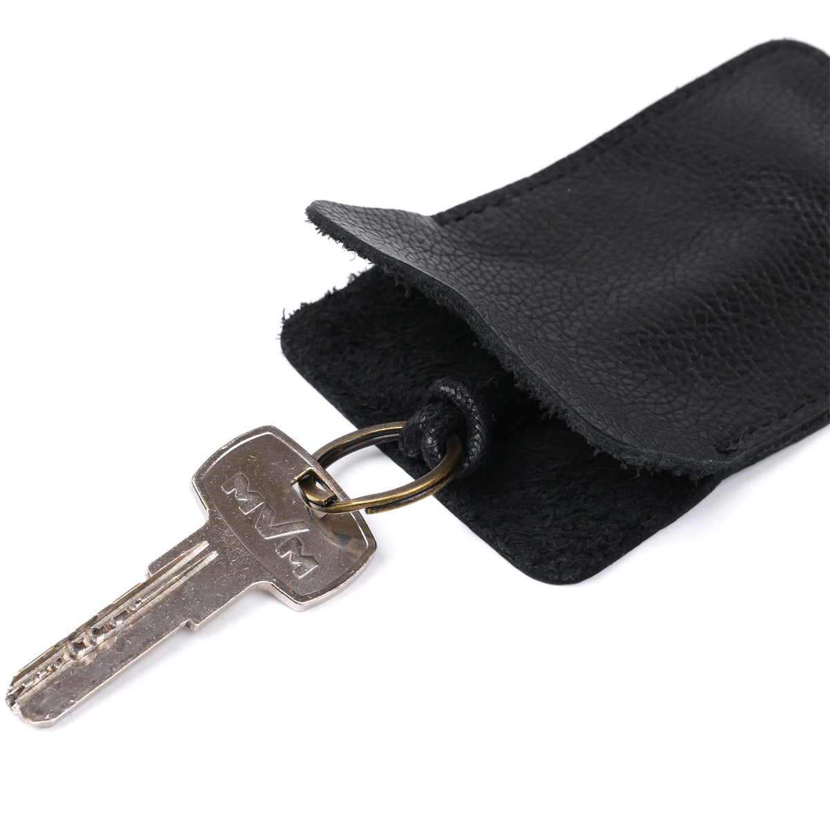 Leather Key Holder SHVIGEL 15308 Black Natural Leather Minimalist Design