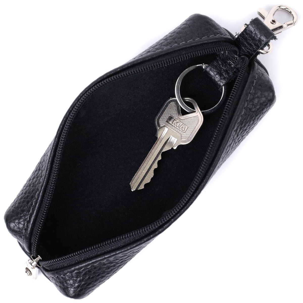 Spacious Unisex Key Holder SHVIGEL 16227 Black Natural Leather for Keys