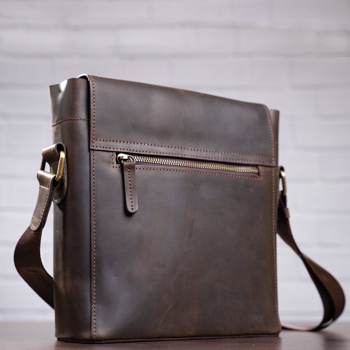 Men's Leather Bag SHVIGEL 11095 Brown Natural Leather High-Quality Design