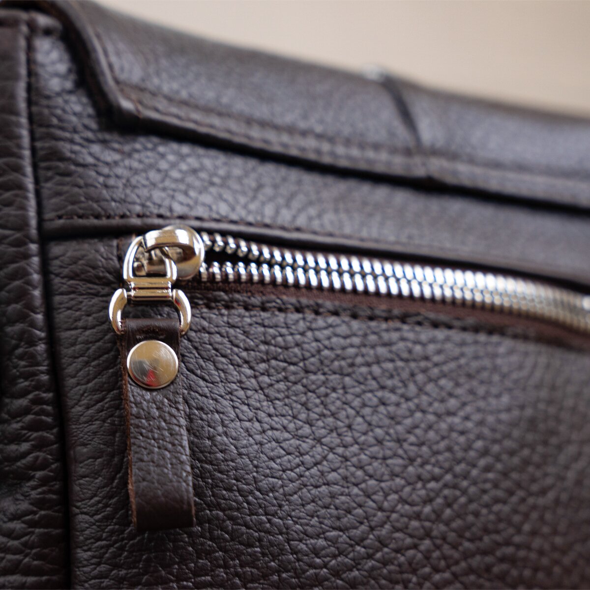 Leather Bag SHVIGEL 00977 Brown - Premium Natural Leather, Made in Ukraine