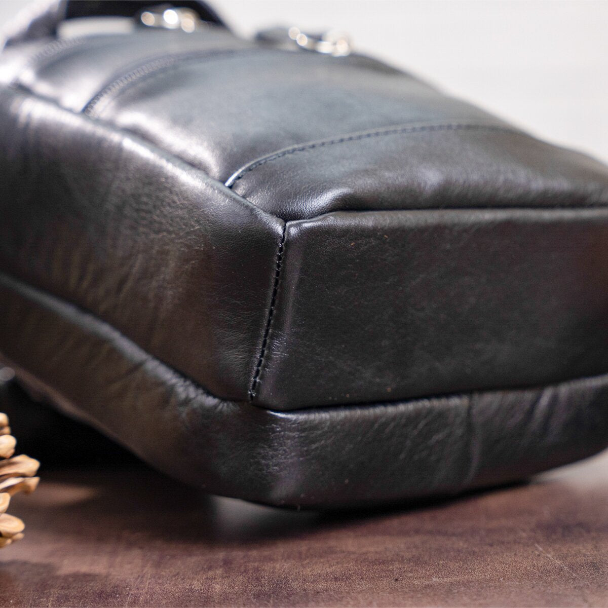 Men's Leather Bag SHVIGEL 00926 Black Handmade in Ukraine, Durable Natural Leather