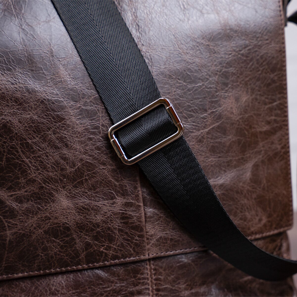 Leather Bag SHVIGEL 00796 Brown Natural Leather Handmade in Ukraine