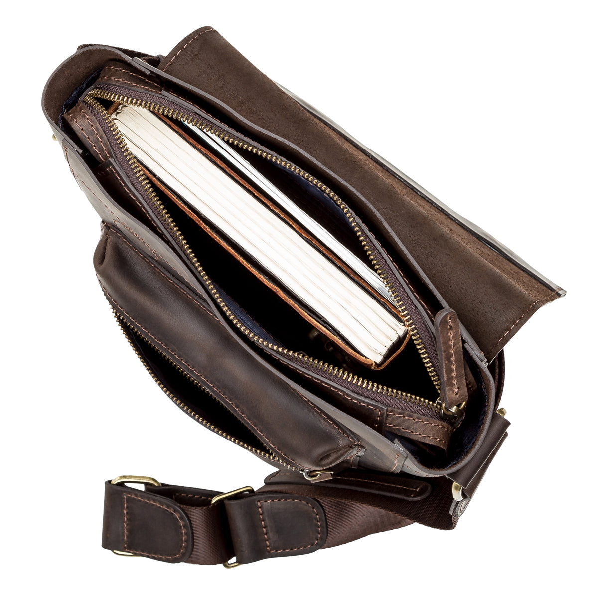 Men's Leather Bag SHVIGEL 11095 Brown Natural Leather High-Quality Design