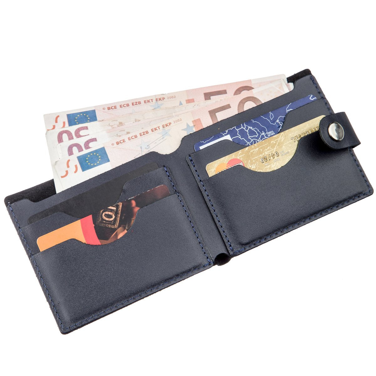 Horizontal Men's Wallet SHVIGEL 16216 Blue Genuine Leather from Ukraine