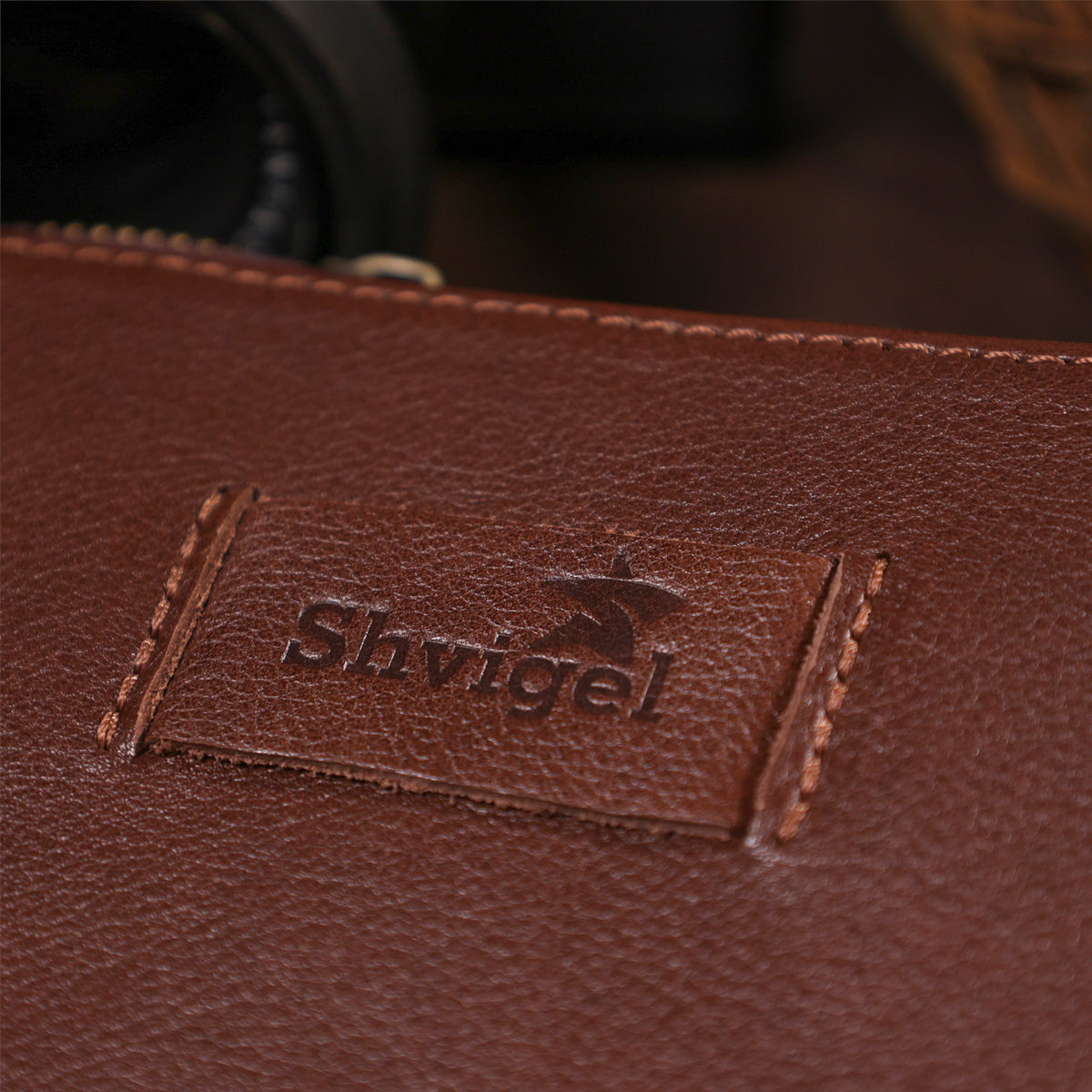 Men's Leather Clutch SHVIGEL 19124 Brown Natural Leather Handmade Accessory