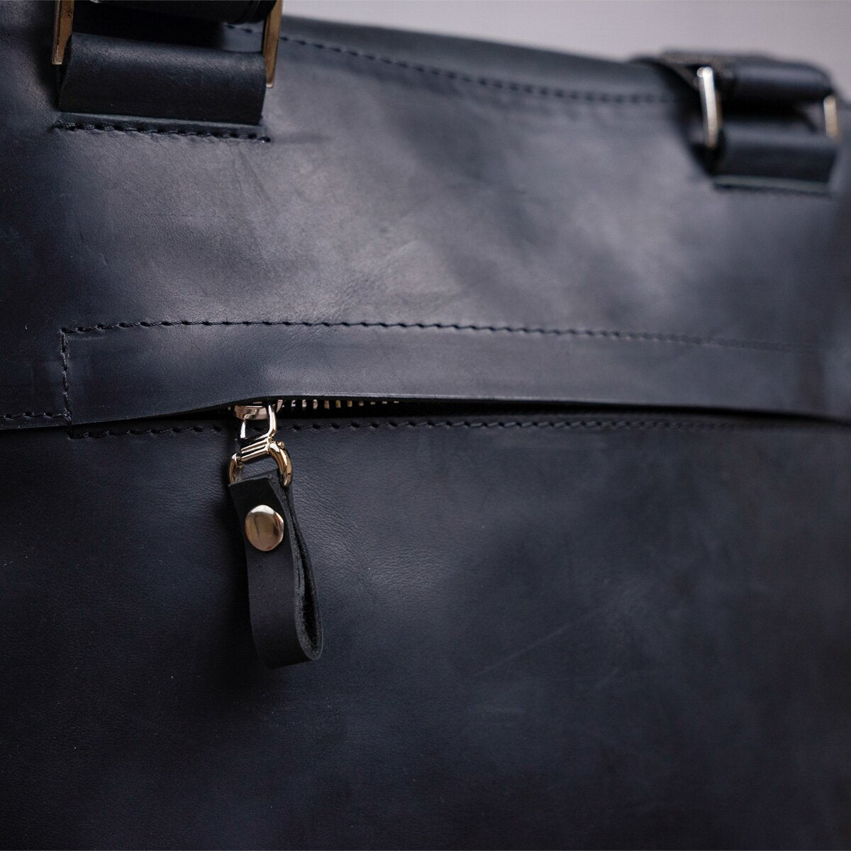 Vintage Leather Bag SHVIGEL 11078 Black Natural Leather Made in Ukraine
