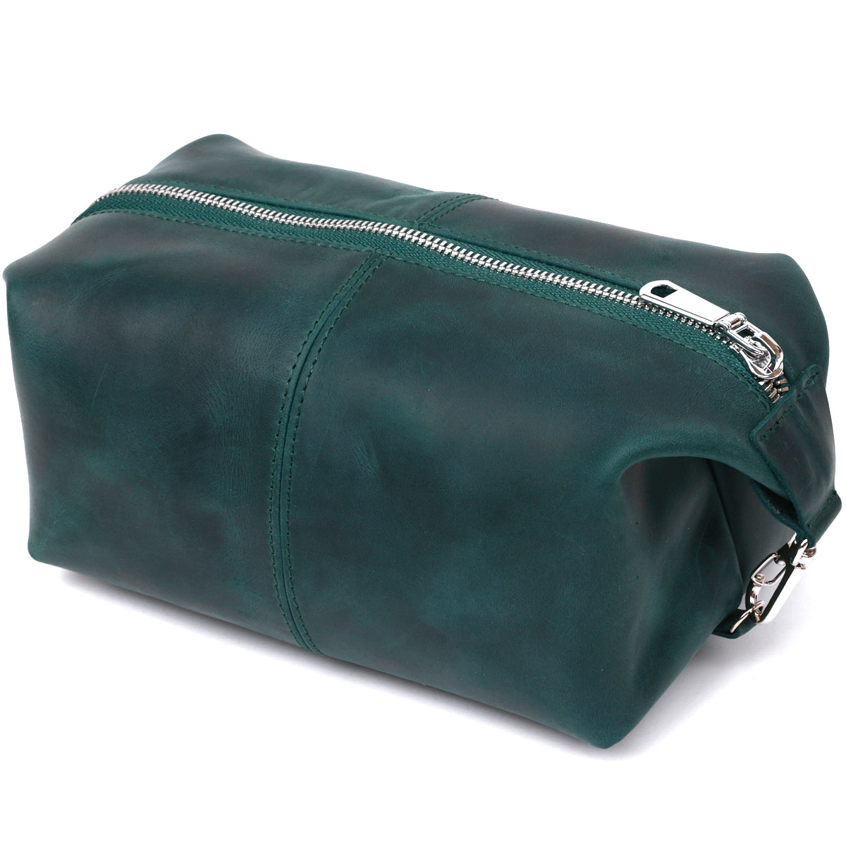Leather Matte Cosmetic Bag SHVIGEL 16399 Green Natural Leather Ukraine