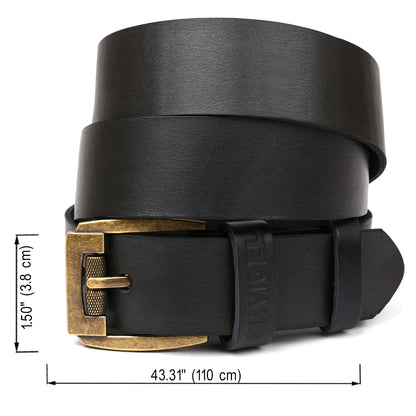 Leather Belt SHVIGEL 00001 Black Genuine Leather Made in Ukraine
