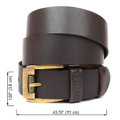 Men's Leather Belt by SHVIGEL 00023 Brown - Genuine Leather from Ukraine