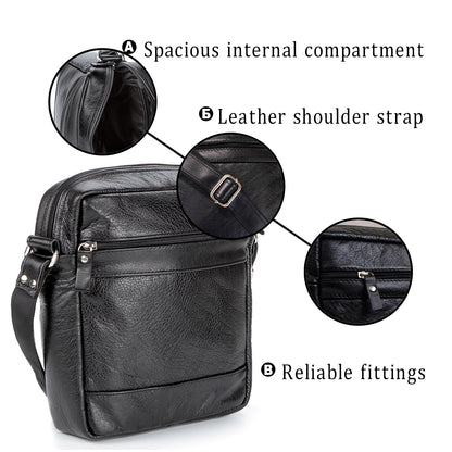 Elite Leather Men's Bag SHVIGEL 00791 Black, Genuine Leather, Ukrainian Craftsmanship