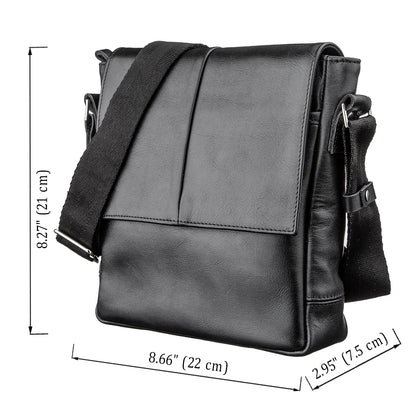 Leather Messenger Bag SHVIGEL 00793 Black Genuine Leather, Handmade in Ukraine