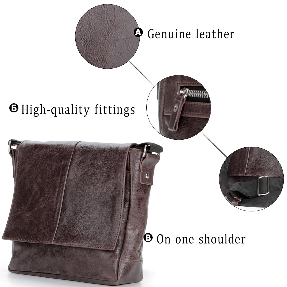 Genuine Leather Messenger Bag SHVIGEL 00794 Brown - Stylish Ukrainian Design