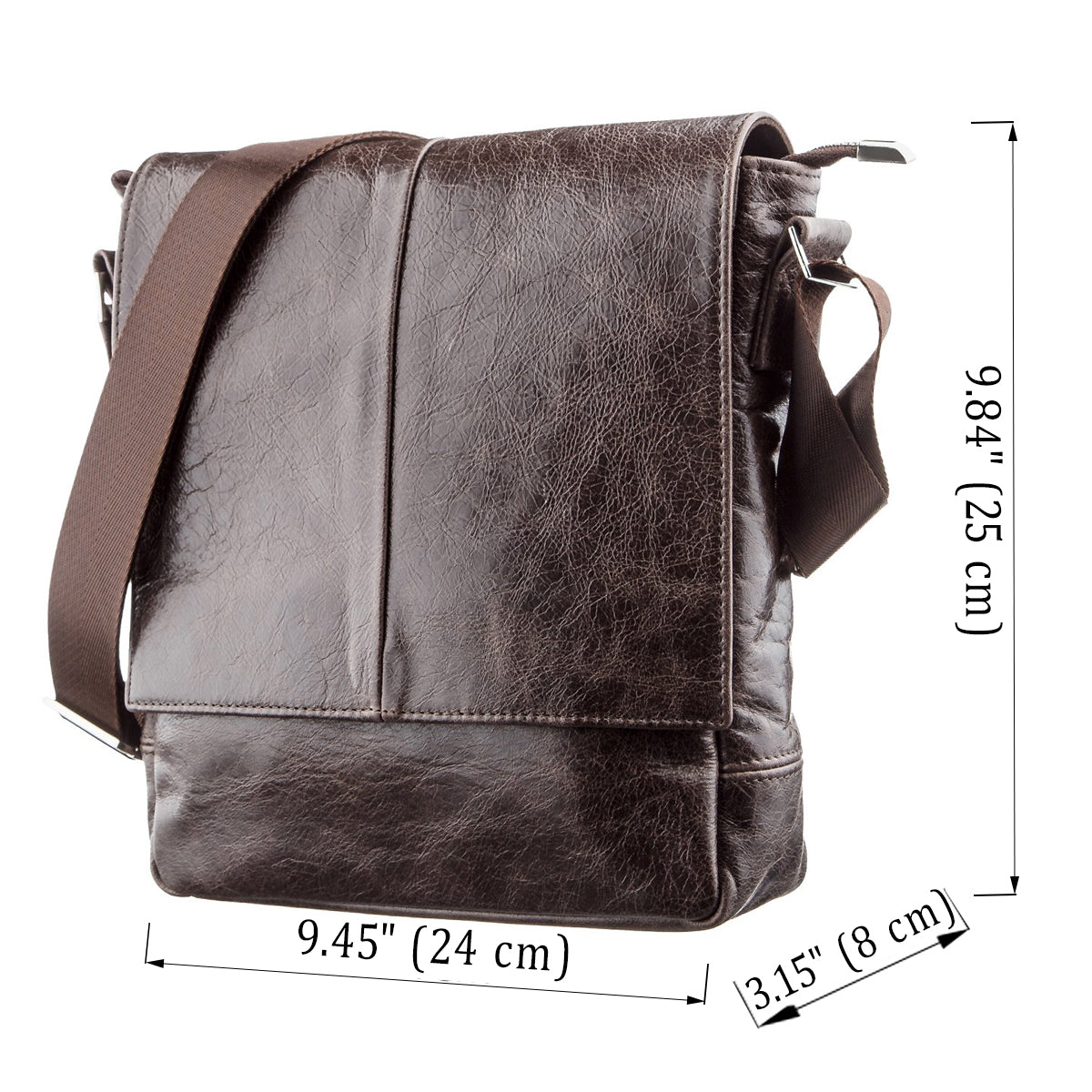 Leather Messenger Bag SHVIGEL 00795 Brown Natural Leather Handmade in Ukraine