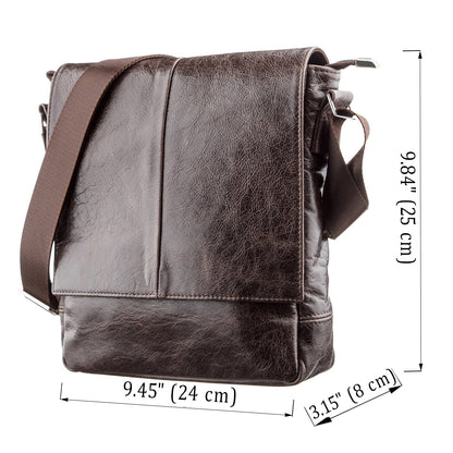 Leather Messenger Bag SHVIGEL 00795 Brown Natural Leather Handmade in Ukraine