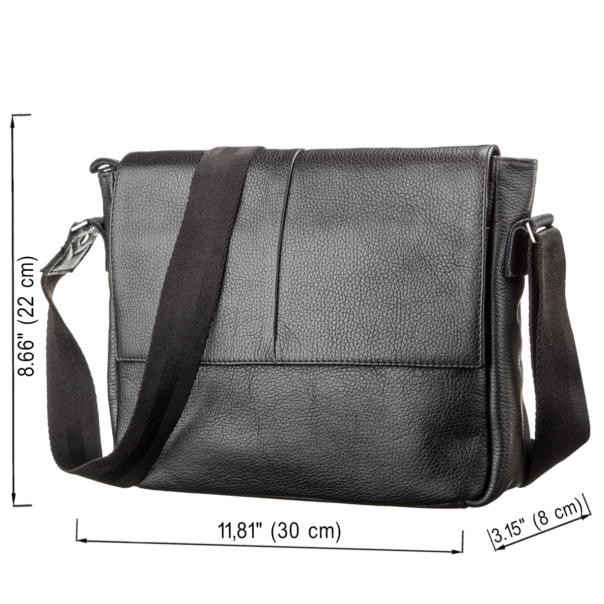 Black SHVIGEL Leather Bag 00797 - Premium Quality Natural Leather, Made in Ukraine