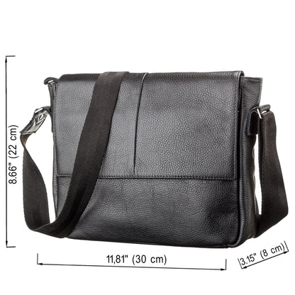 Black SHVIGEL Leather Bag 00797 - Premium Quality Natural Leather, Made in Ukraine
