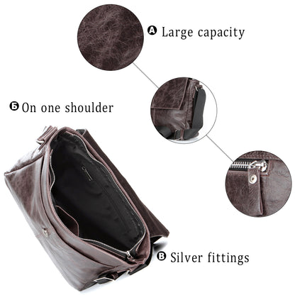 Leather Bag SHVIGEL 00799 Brown Made in Ukraine Natural Leather Durable Design