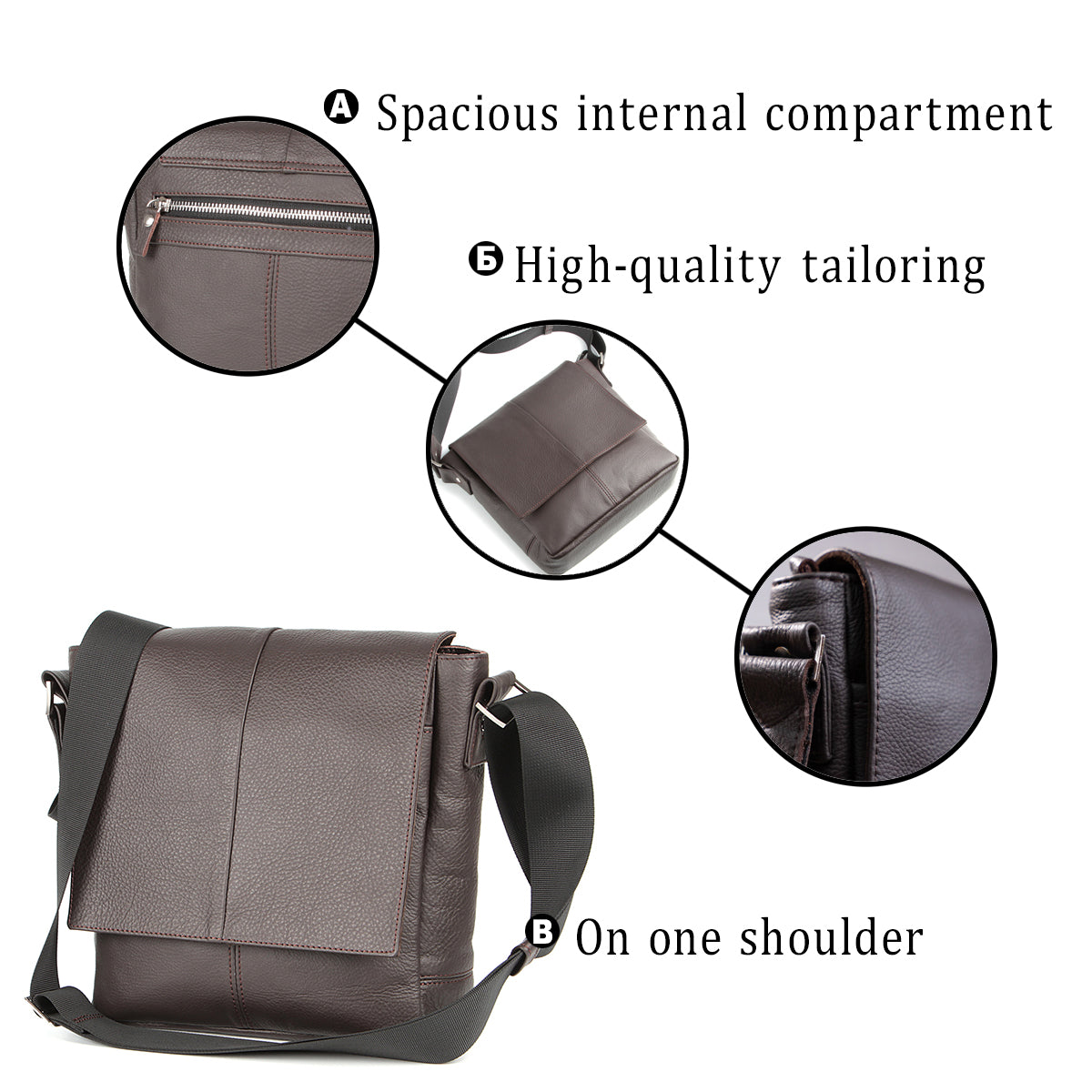 Leather Bag SHVIGEL 00852 Brown | Genuine Leather | Made in Ukraine