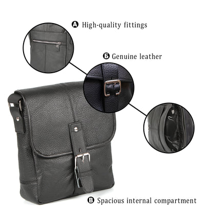 Leather Bag SHVIGEL 00853 Black Natural Leather Handmade in Ukraine