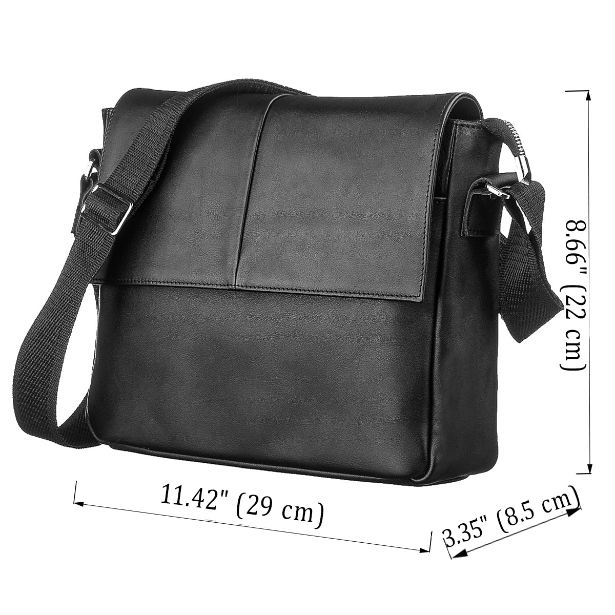 Leather Bag SHVIGEL 00858 Black Natural Leather Handmade in Ukraine