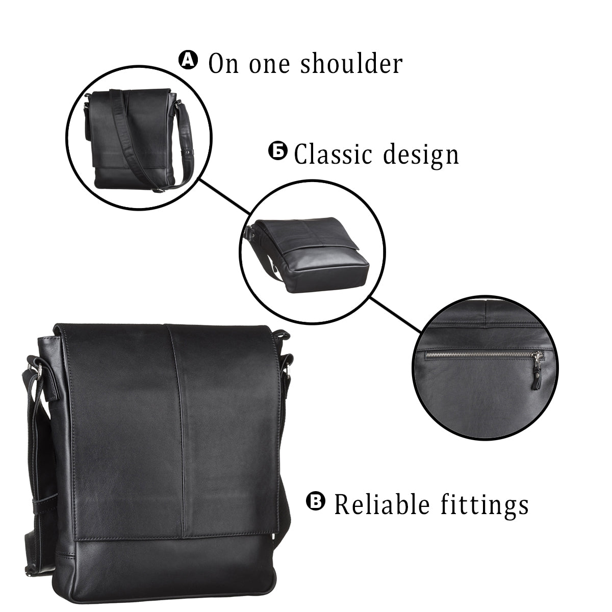 SHVIGEL Genuine Leather Bag 00859 Black - Stylish Ukrainian Design and Premium Quality