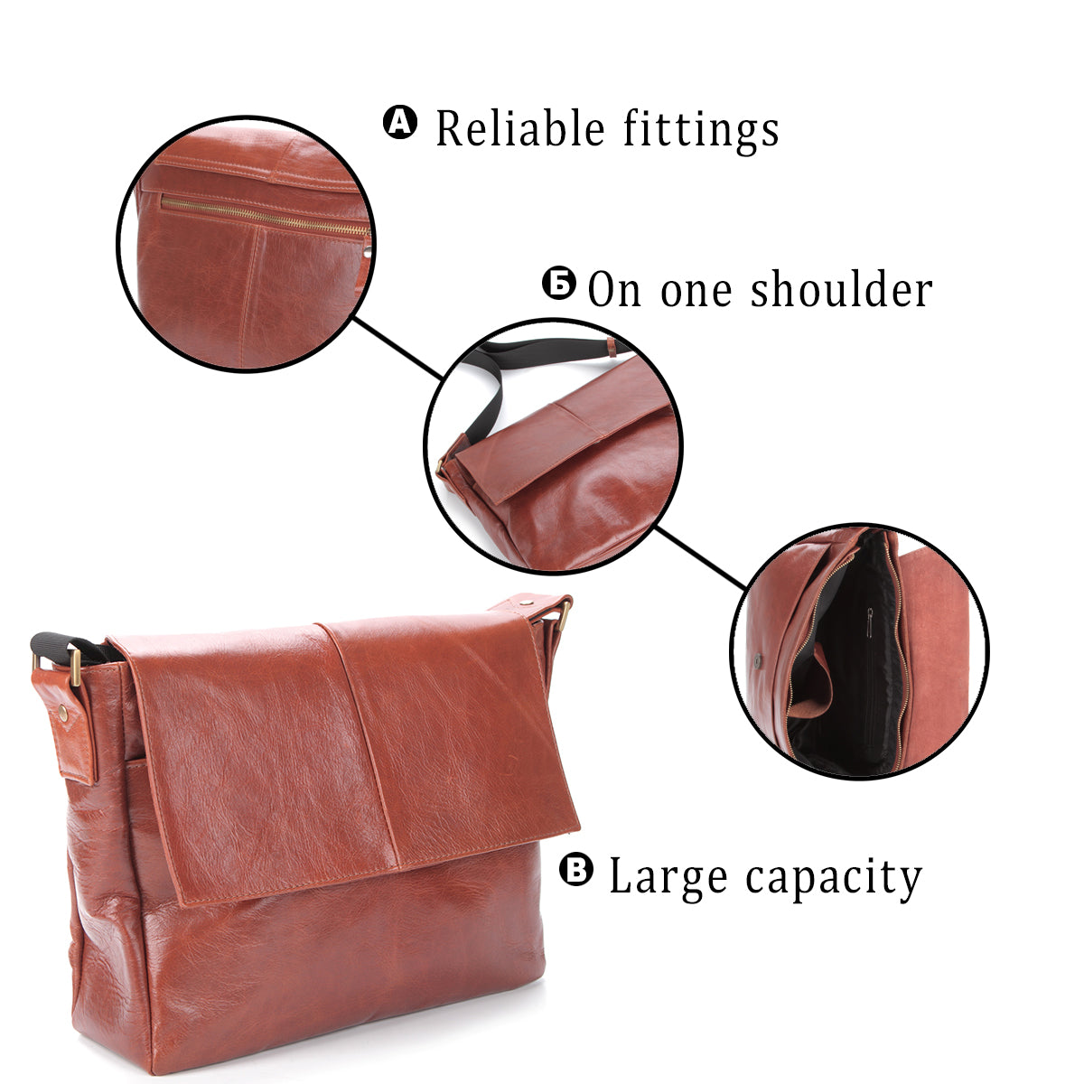 SHVIGEL Leather Bag 00876 Brown - High-Quality Handmade Ukrainian Design