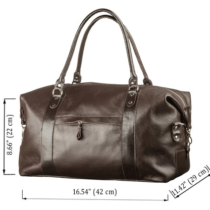 Travel Bag SHVIGEL 00879 Brown Genuine Leather Durable Stylish Design
