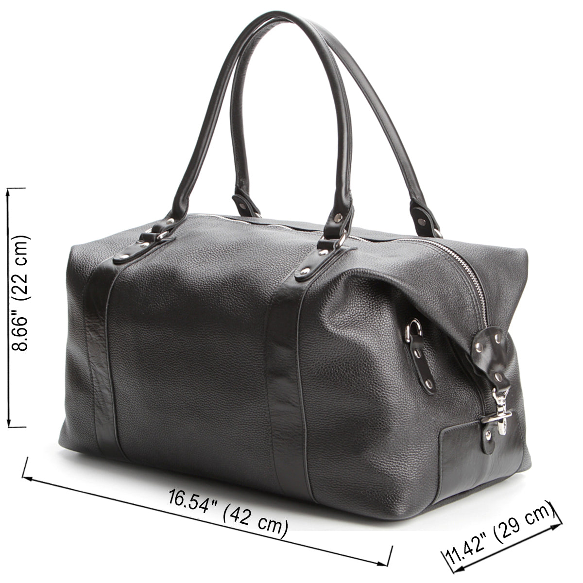 Travel Bag SHVIGEL 00881 Black Natural Leather Handmade in Ukraine